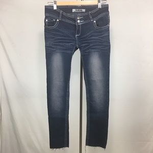 Salvaje Jeans Womens Distressed Frayed Jeans 27